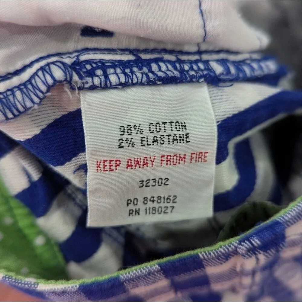 Mini Boden Blue White Gingham Checkered Capri Pants Shorts Kids Girls Size 6